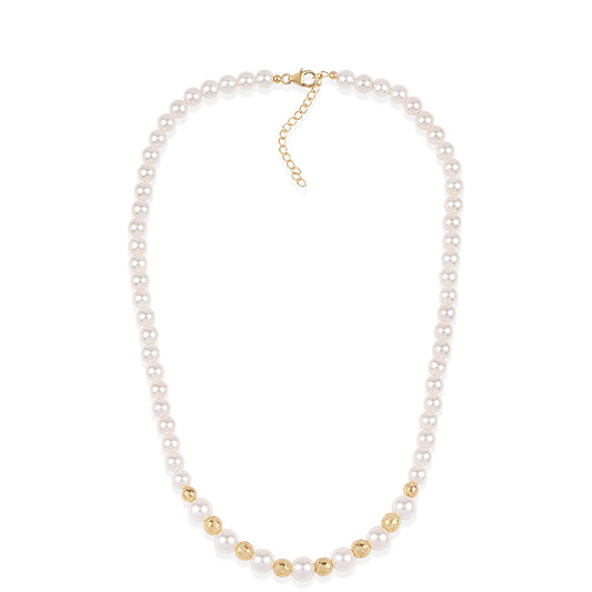 Collar de Plata Bañada en Oro con Perla blanca de agua dulce
