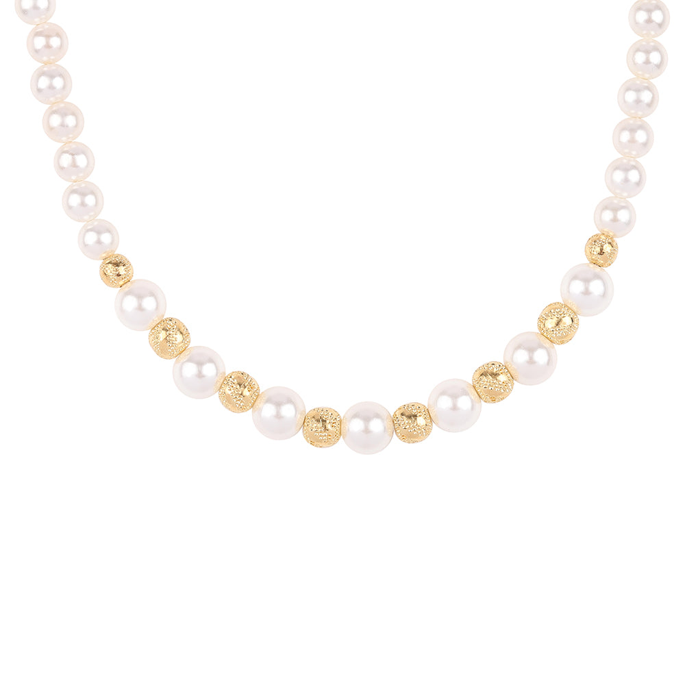 Collar de Plata Bañada en Oro con Perla blanca de agua dulce 3 