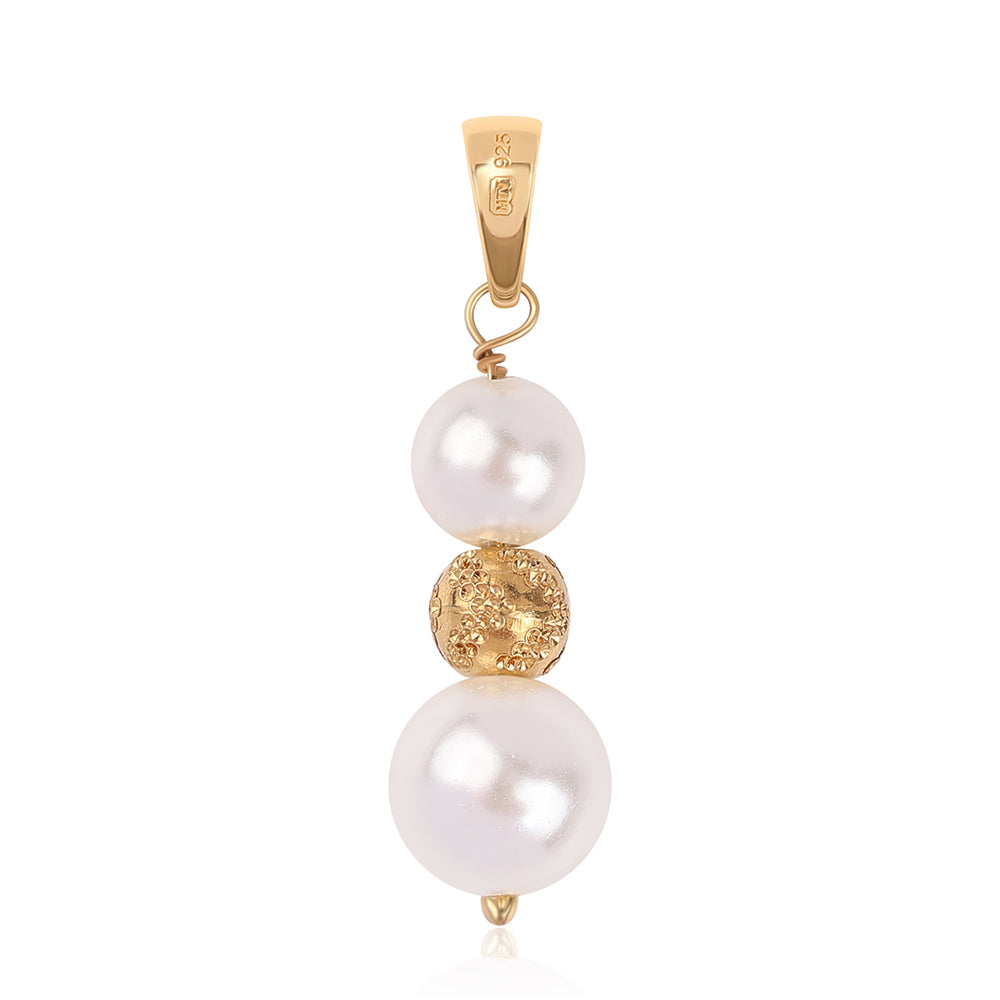 Colgante de Plata Bañada en Oro con Perla blanca de agua dulce 3 