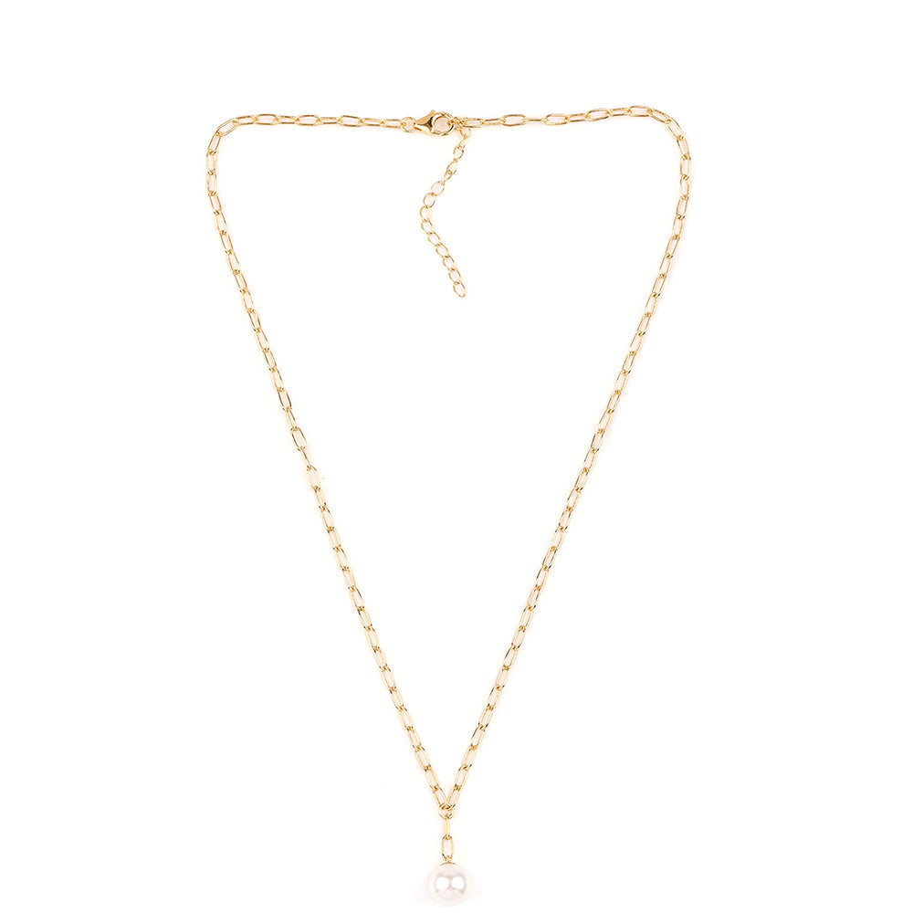 Collar de Plata Bañada en Oro con Perla blanca de agua dulce