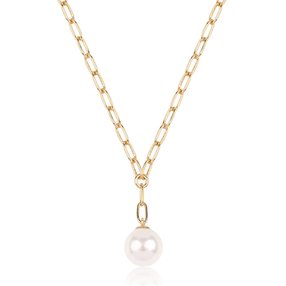 Collar de Plata Bañada en Oro con Perla blanca de agua dulce 3 