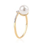 Anillo de Plata Bañada en Oro con Perla blanca de agua dulce y Topacio Blanco