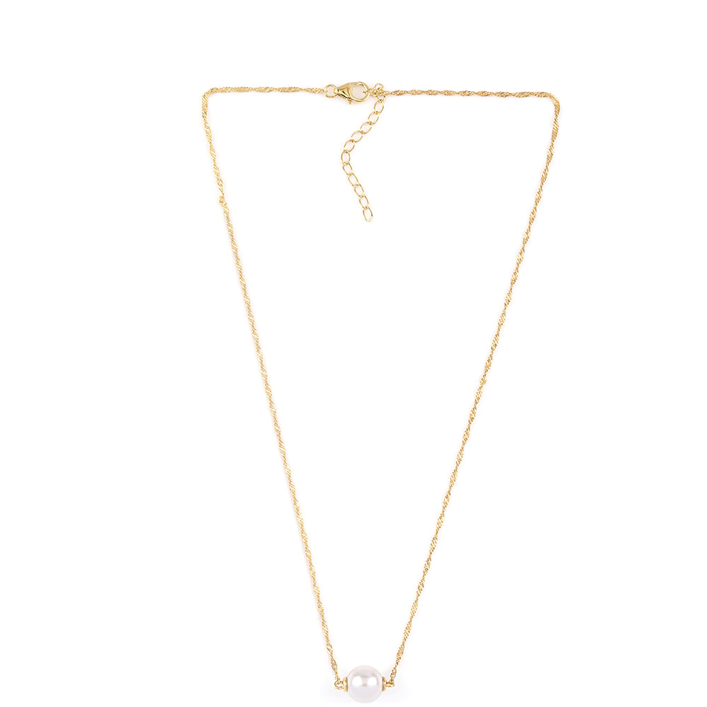 Collar de Plata Bañada en Oro con Perla blanca de agua dulce