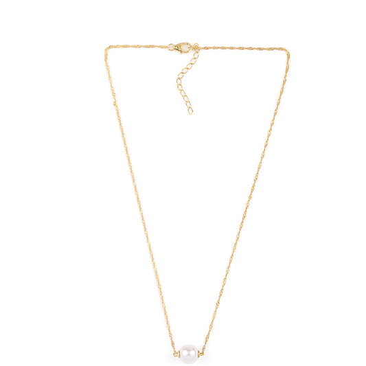 Collar de Plata Bañada en Oro con Perla blanca de agua dulce