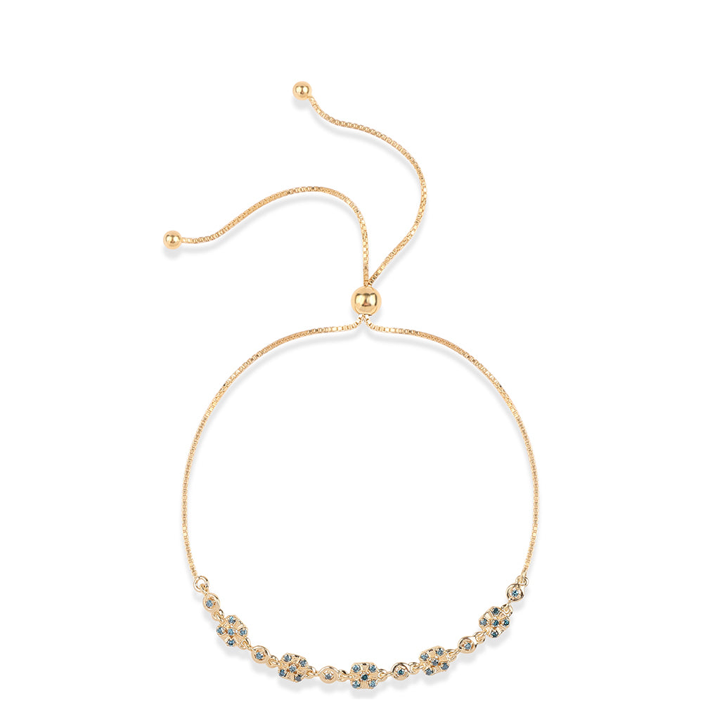 Pulsera de Plata Bañada en Oro con Diamante Azul 1 