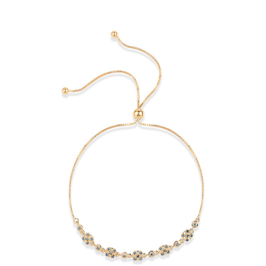 Pulsera de Plata Bañada en Oro con Diamante Azul