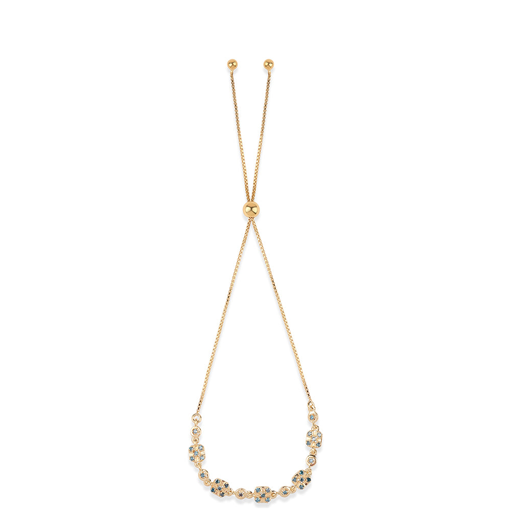Pulsera de Plata Bañada en Oro con Diamante Azul 3 