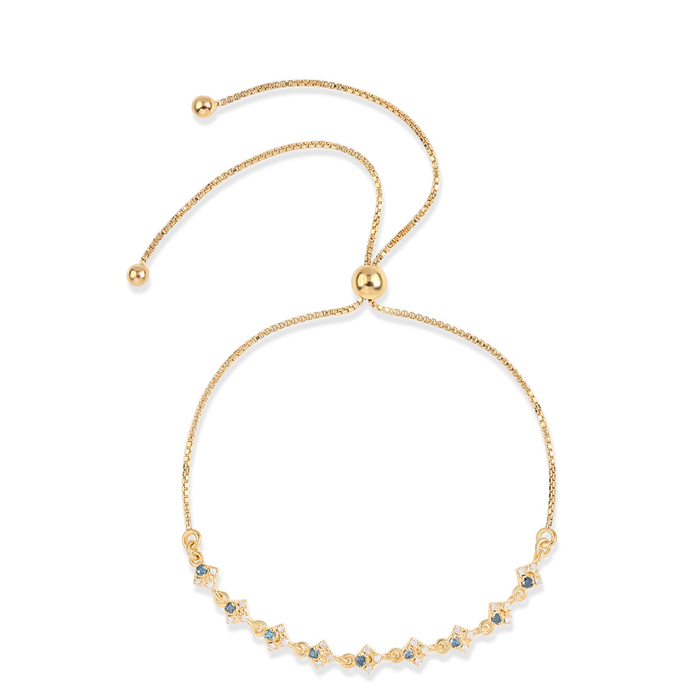 Pulsera de Plata Bañada en Oro con Diamante Azul y Diamante blanco 1 