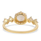 Anillo de Plata Bañada en Oro con Piedra de Luna de arcoiris AA y Topacio Blanco