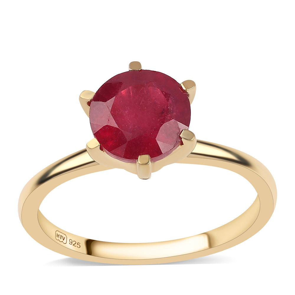 Anillo de Plata Bañada en Oro con Rubí de Mozambique 1 