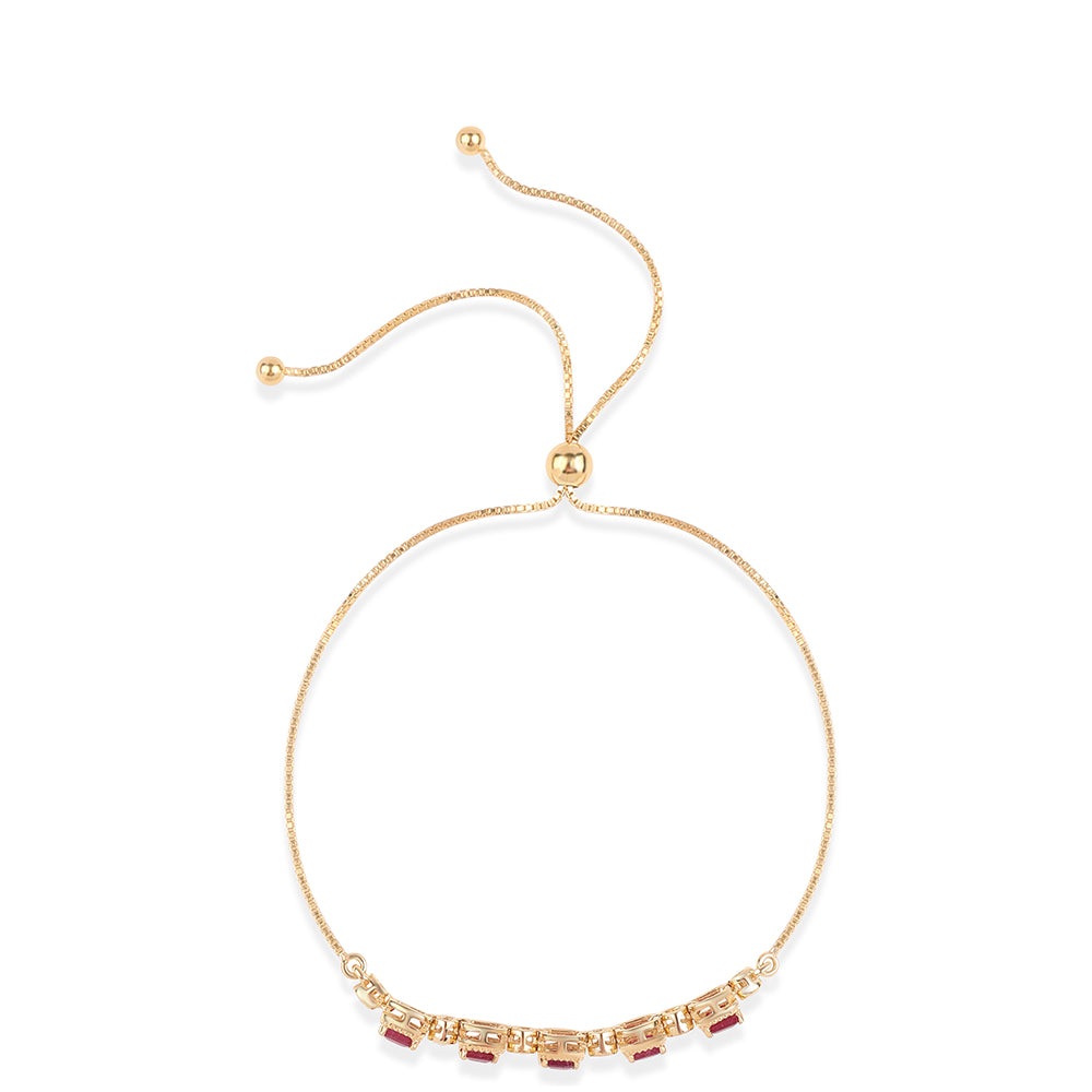 Pulsera de Plata Bañada en Oro con Rubí de Mozambique y Topacio Blanco