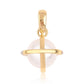 Conjunto de Plata Bañada en Oro con Perla blanca de agua dulce y Topacio Blanco ( Pendientes +Anillo +Colgante )