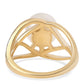 Anillo de Plata Bañada en Oro con Perla blanca de agua dulce y Topacio Blanco