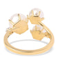 Anillo de Plata Bañada en Oro con Perla blanca de agua dulce y Topacio Blanco