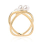 Anillo de Plata Bañada en Oro con Perla blanca de agua dulce y Topacio Blanco