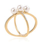 Anillo de Plata Bañada en Oro con Perla blanca de agua dulce y Topacio Blanco