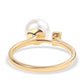 Anillo de Plata Bañada en Oro con Perla blanca de agua dulce y Topacio Blanco