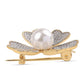 Broche de Plata Bañada en Oro con Perla blanca de agua dulce