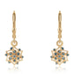 Pendientes de Plata Bañada en Oro con Diamante Azul
