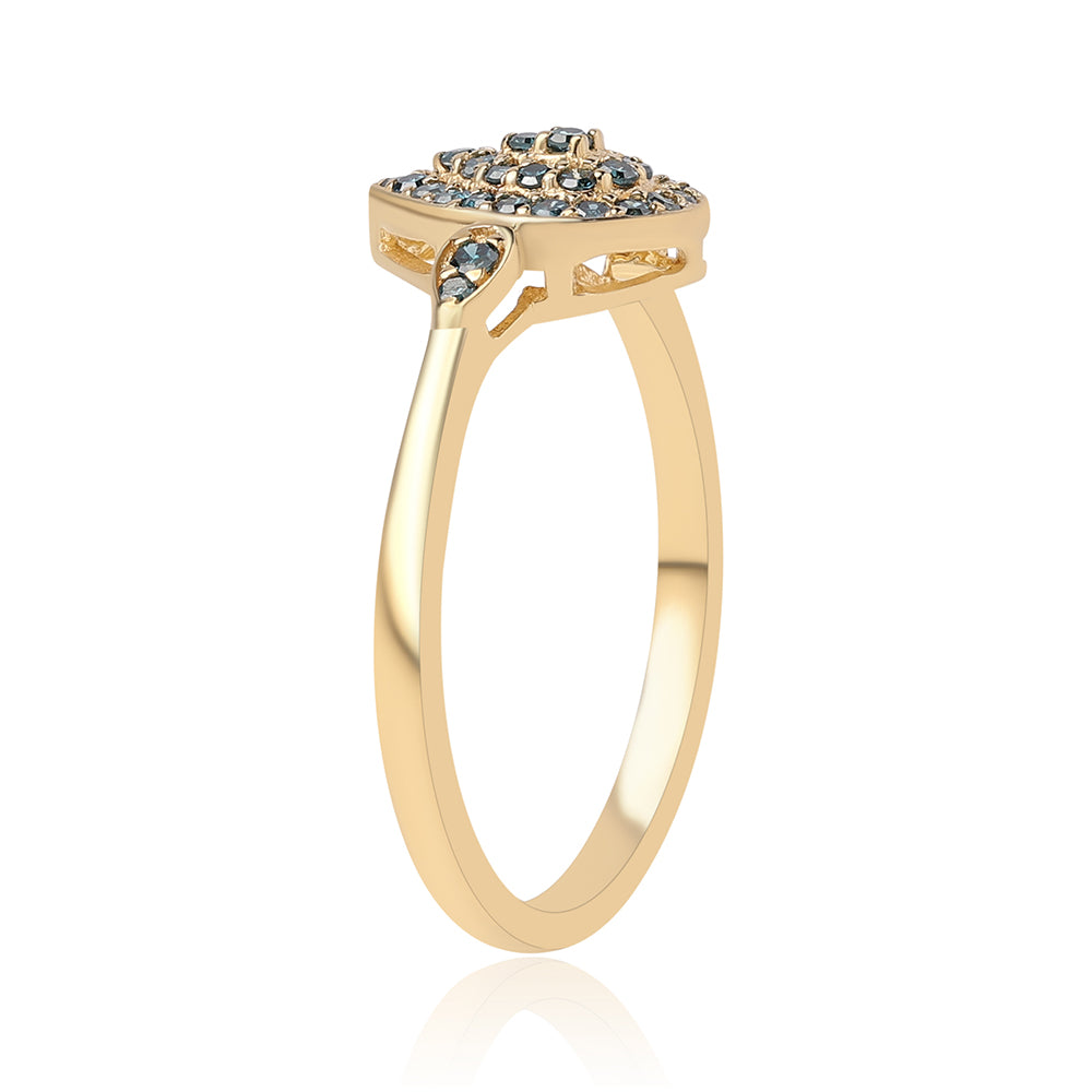 Anillo de Plata Bañada en Oro con Diamante Azul