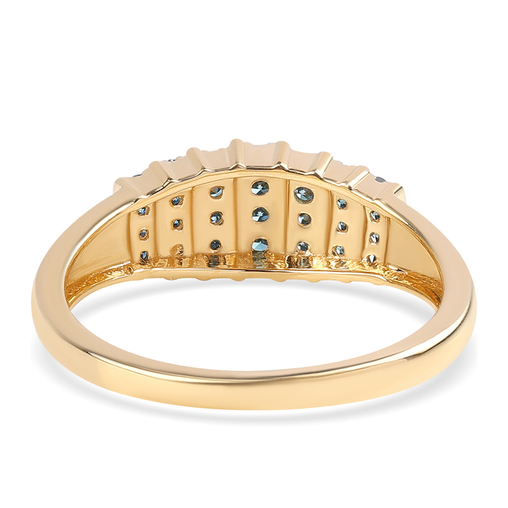 Anillo de Plata Bañada en Oro con Diamante Azul 2 