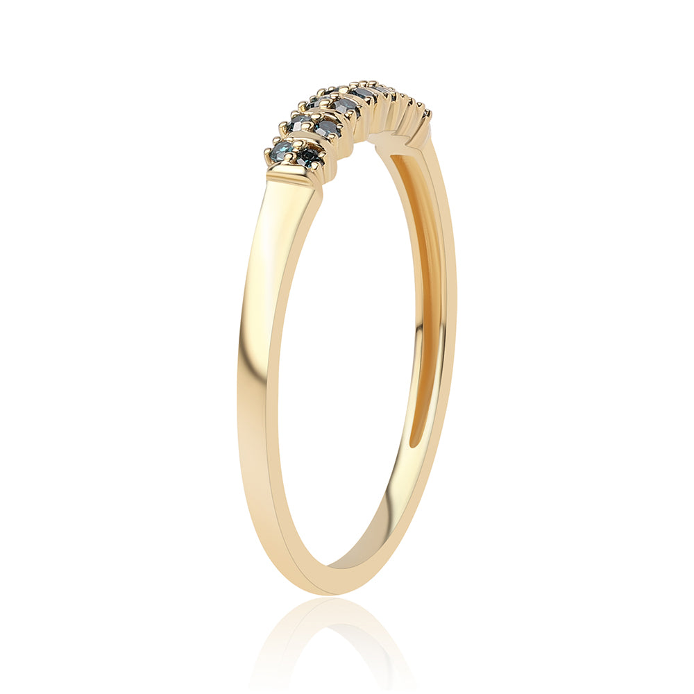 Anillo de Plata Bañada en Oro con Diamante Azul