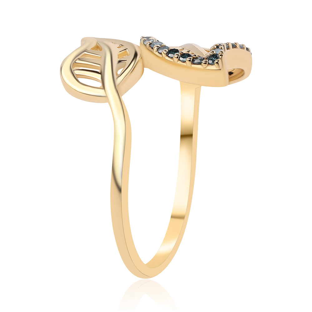 Anillo de Plata Bañada en Oro con Diamante Azul 2 