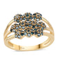 Anillo de Plata Bañada en Oro con Diamante Azul