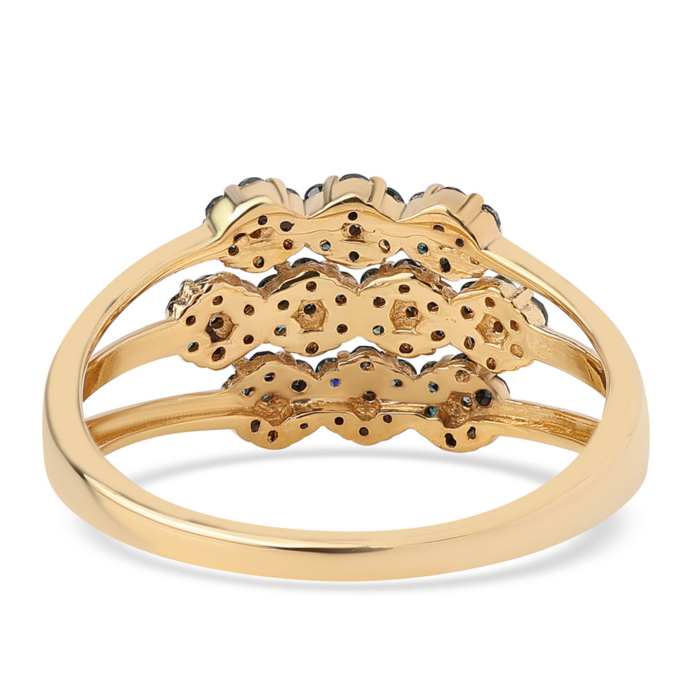 Anillo de Plata Bañada en Oro con Diamante Azul 2 