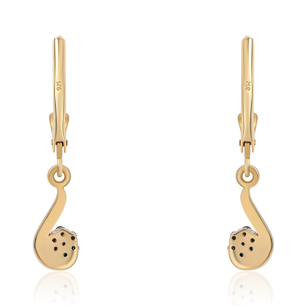 Pendientes de Plata Bañada en Oro con Diamante Azul 3 