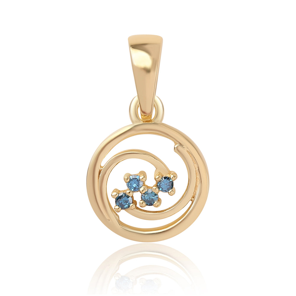 Colgante de Plata Bañada en Oro con Diamante Azul 1 