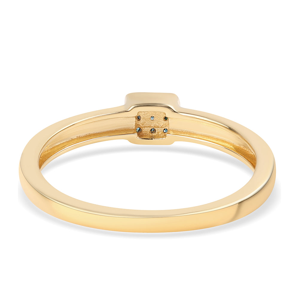 Anillo de Plata Bañada en Oro con Diamante Azul