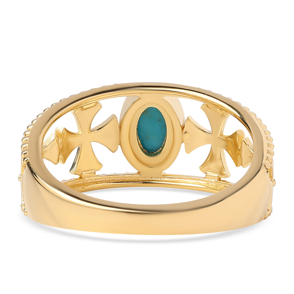 Anillo de Plata Bañada en Oro con Turquesa Bella Durmiente 3 