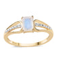 Anillo de Plata Bañada en Oro con Piedra de Luna de arcoiris AA y Topacio Blanco