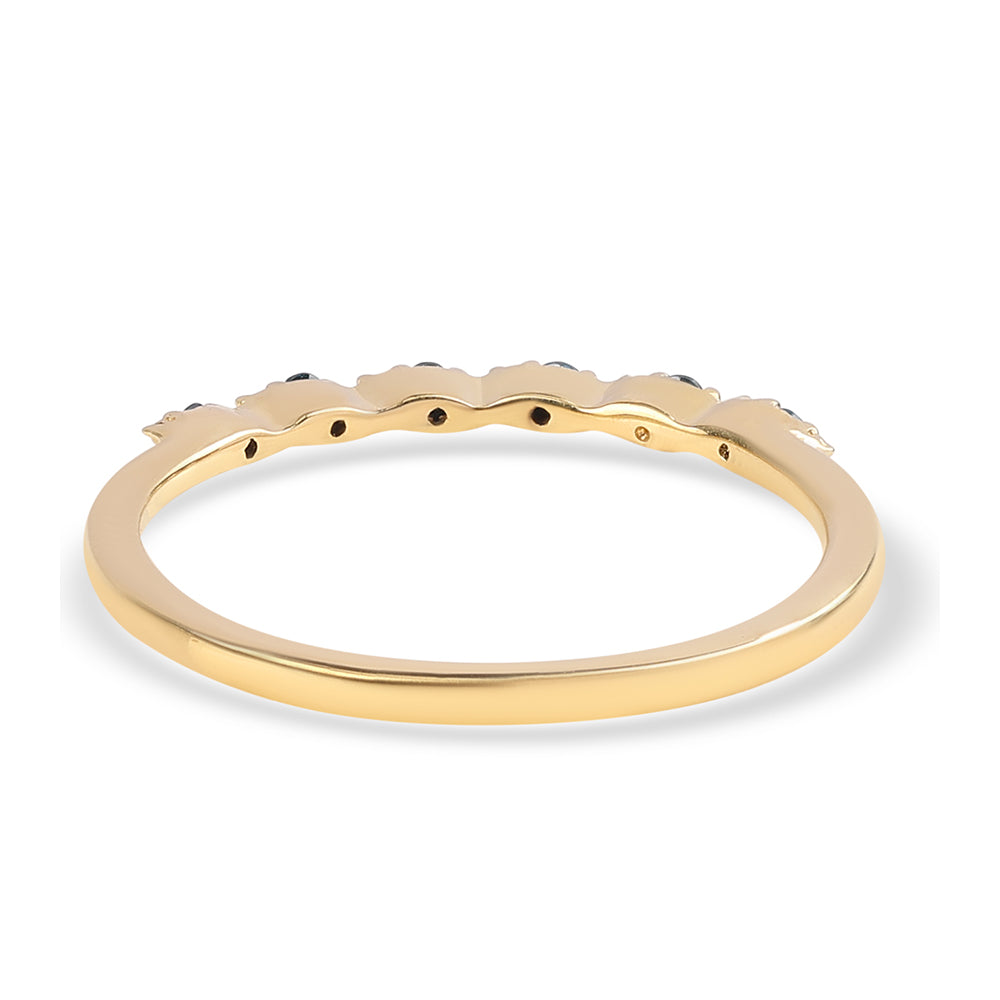 Anillo de Plata Bañada en Oro con Diamante Azul