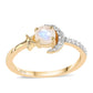 Anillo de Plata Bañada en Oro con Piedra de Luna de arcoiris AA y Topacio Blanco