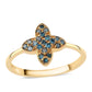 Anillo de Plata Bañada en Oro con Diamante Azul