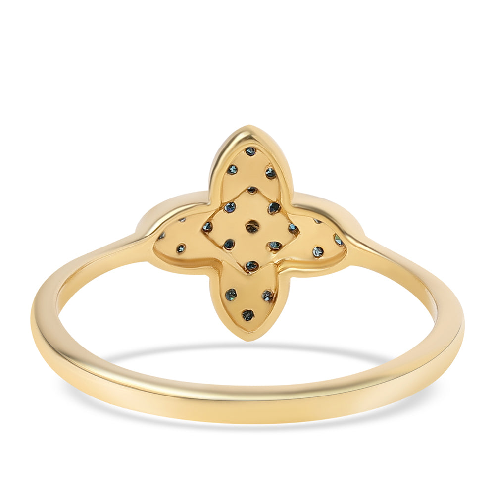 Anillo de Plata Bañada en Oro con Diamante Azul 2 