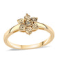 Anillo de Plata Bañada en Oro con Diamante Azul