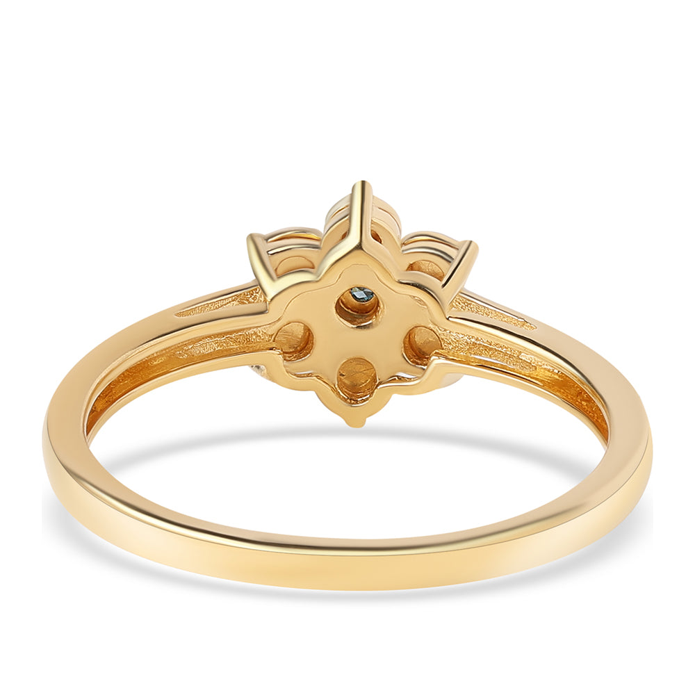 Anillo de Plata Bañada en Oro con Diamante Azul 2 