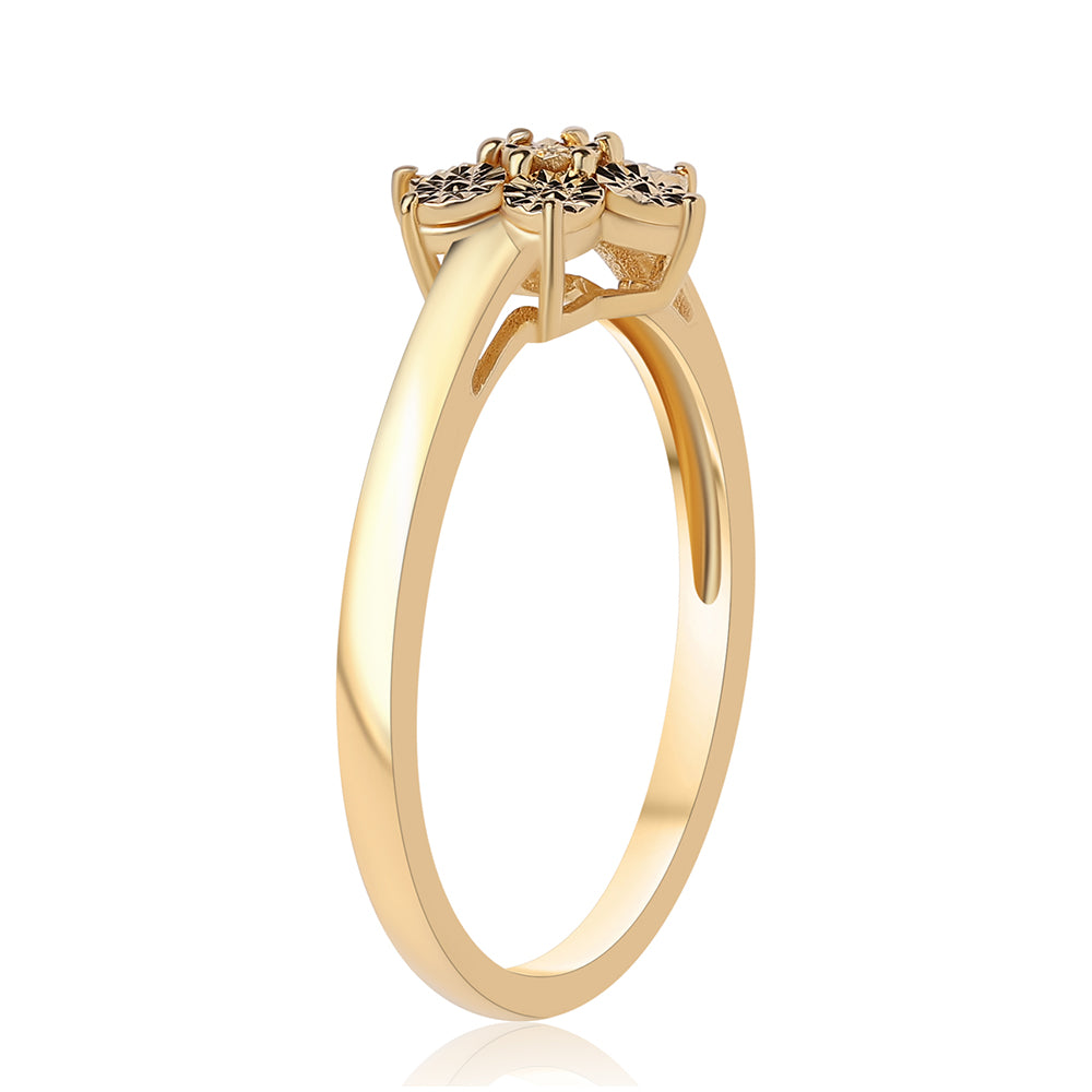 Anillo de Plata Bañada en Oro con Diamante Azul 3 