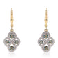 Pendientes de Plata Bañada en Oro con Diamante Azul y Diamante blanco