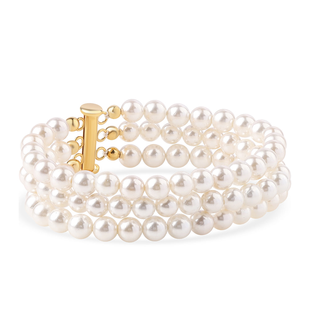 Pulsera de Plata Bañada en Oro con Perla blanca de agua dulce 1 