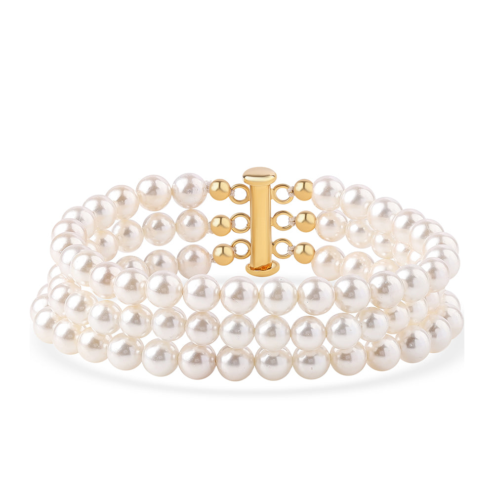 Pulsera de Plata Bañada en Oro con Perla blanca de agua dulce 2 
