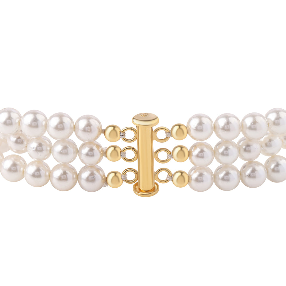 Pulsera de Plata Bañada en Oro con Perla blanca de agua dulce 3 