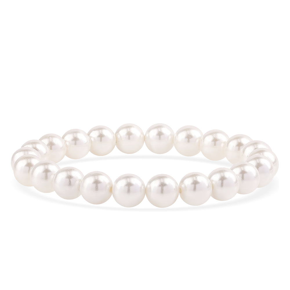 Conjunto de Plata Bañada en Oro con Perla blanca de agua dulce ( Collar +Pendientes +Pulsera )