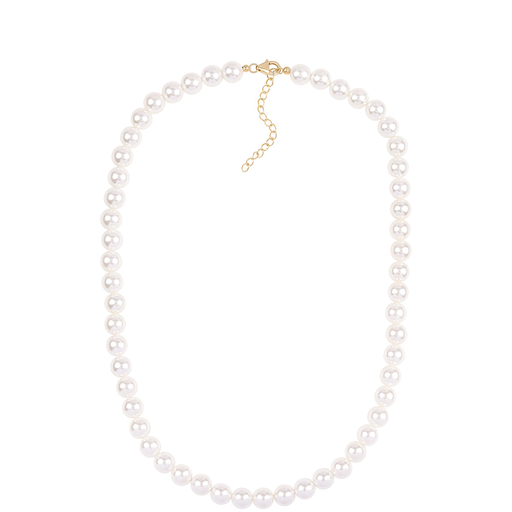 Conjunto de Plata Bañada en Oro con Perla blanca de agua dulce ( Collar +Pendientes +Pulsera ) 7 