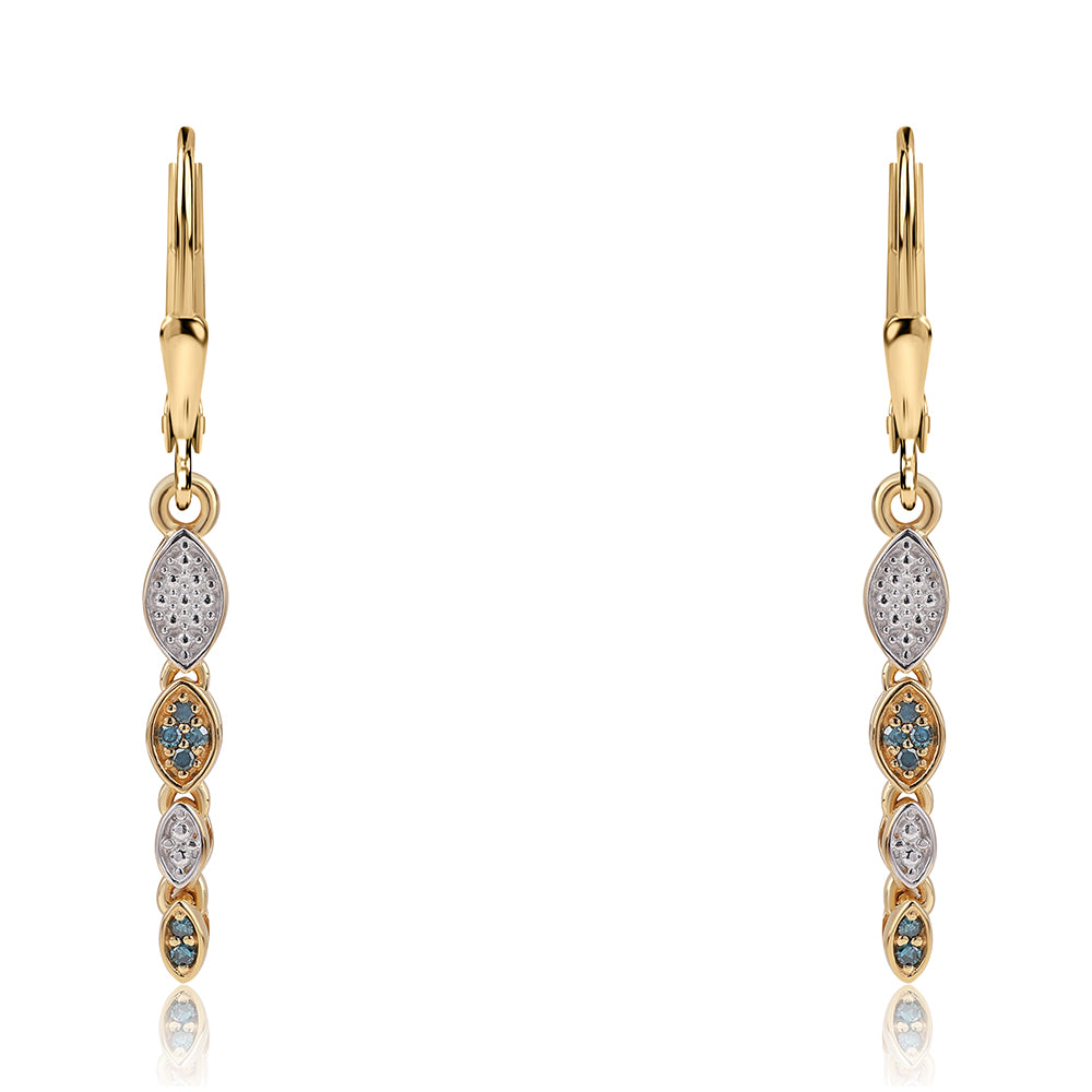 Pendientes de Plata Bañada en Oro con Diamante Azul 2 
