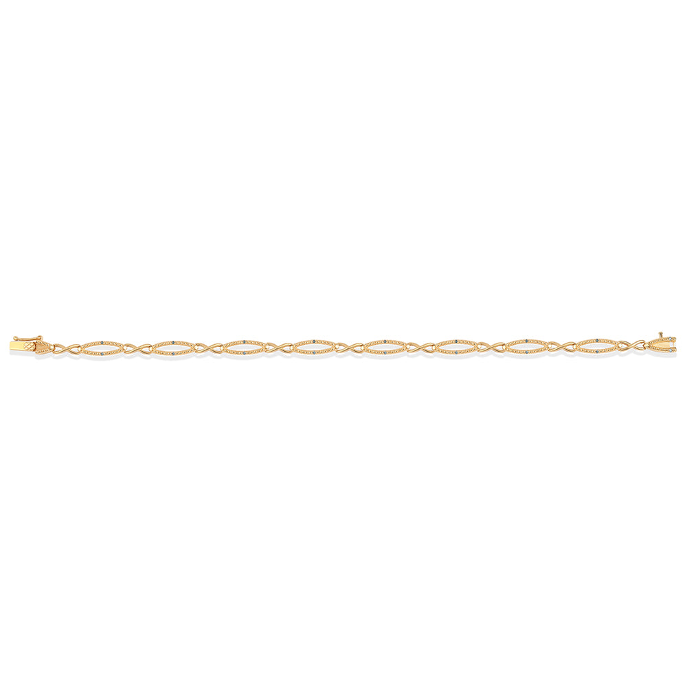 Pulsera de Plata Bañada en Oro con Diamante Azul