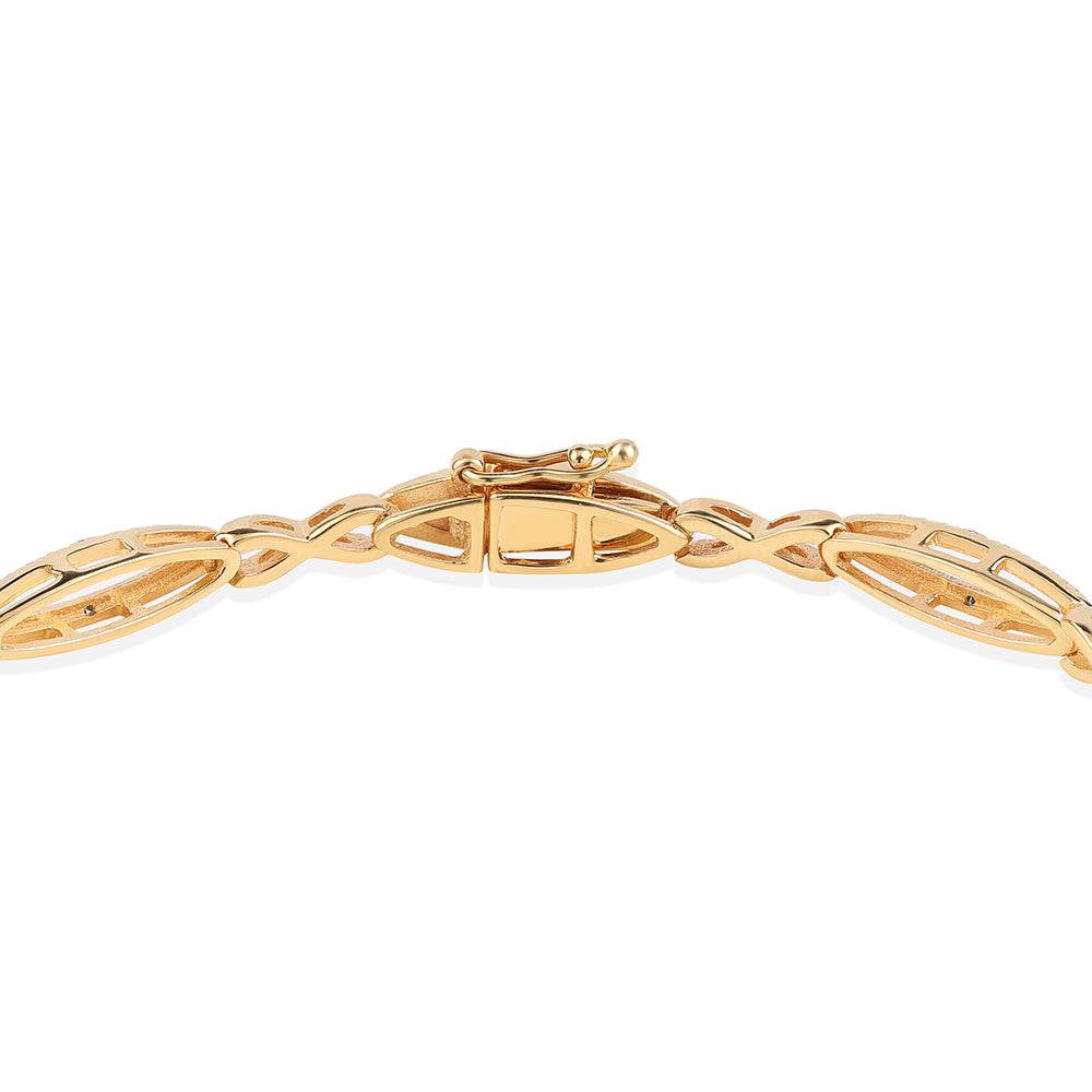 Pulsera de Plata Bañada en Oro con Diamante Azul